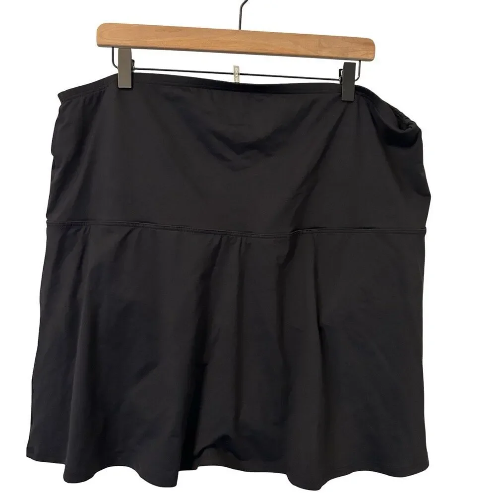 Lands' End Swim Skirt Skort Women Plus Size 24W Black Built in Brief Beach
